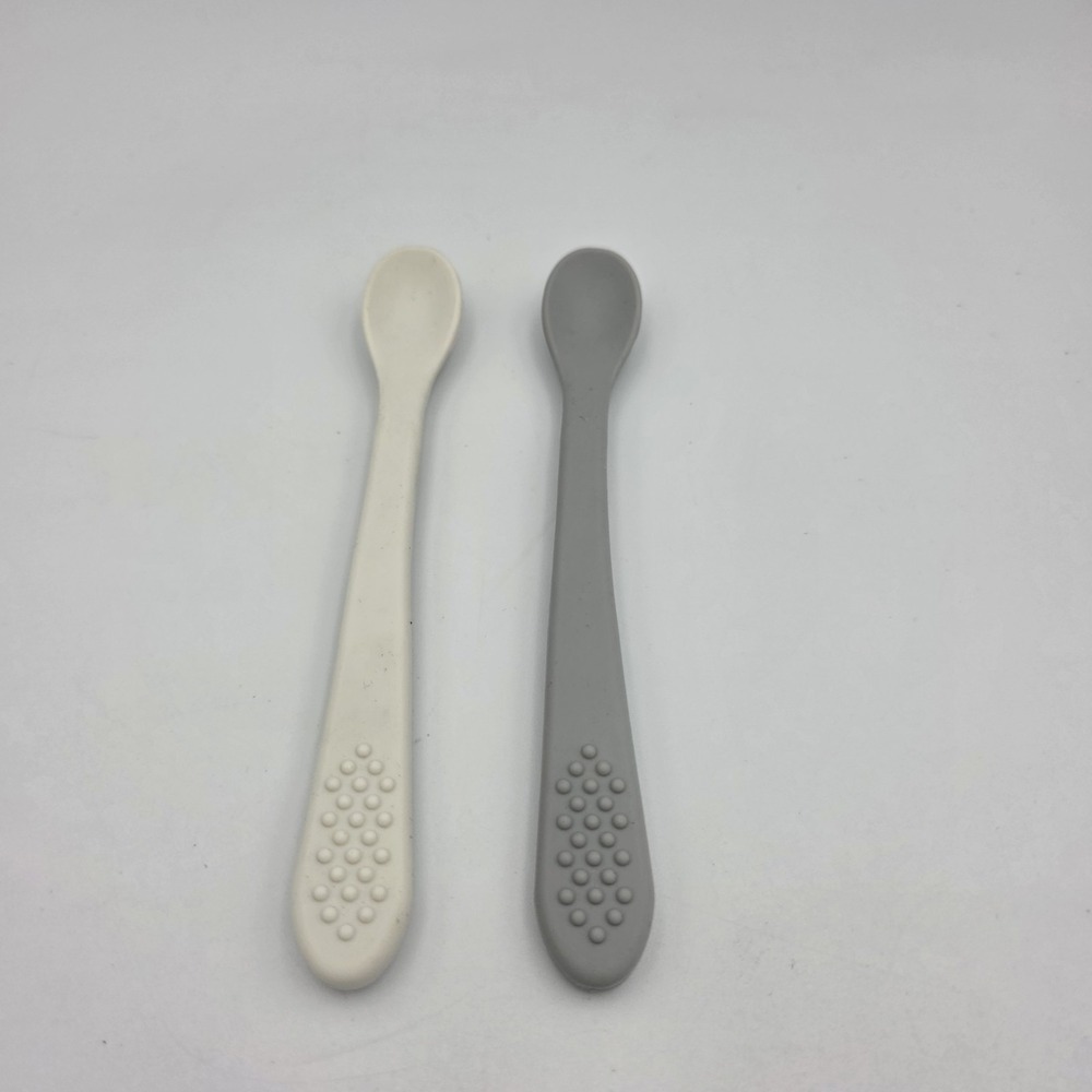 Sperric Baby Infant Spoons 2 Pack Soft Silicone Baby‎ Spoons Training Gray